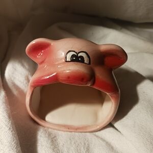 VTG Handmade Ceramic Piggy Sponge Scrubby Holder 1970’s  Pink Pig X8